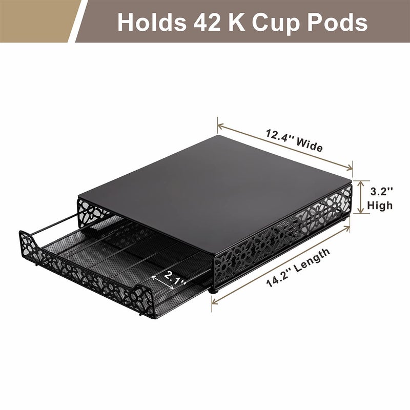 Flagship K Cup Drawer Holder for Keurig Pods K Cup Storage Organizer Drawer Save Space Countertop Kitchen (42 Pods) - Image 2